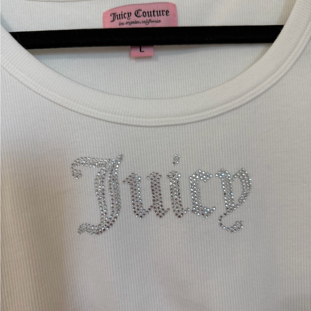 Juicy Couture White crop top with bling Embellishment - Picture 3 of 7